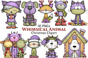 Whimsical Christmas Animal Clipart, an Illustration by Pixels.Craft (Thumbnail 1 of 5)