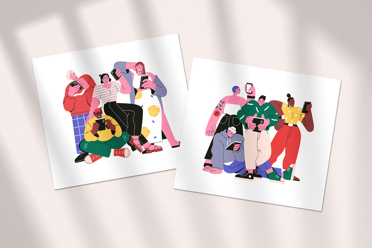 People with phones, online users set, a Person Illustration by Good Studio (Photo 6 of 6)