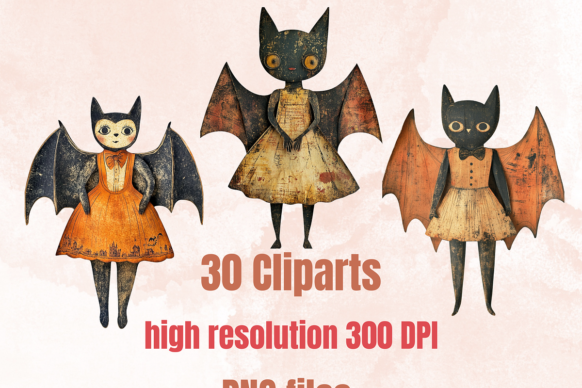 Halloween Bat Paper Doll Mixed Media, a Background Graphic by GiraffeCreative (Photo 6 of 9)