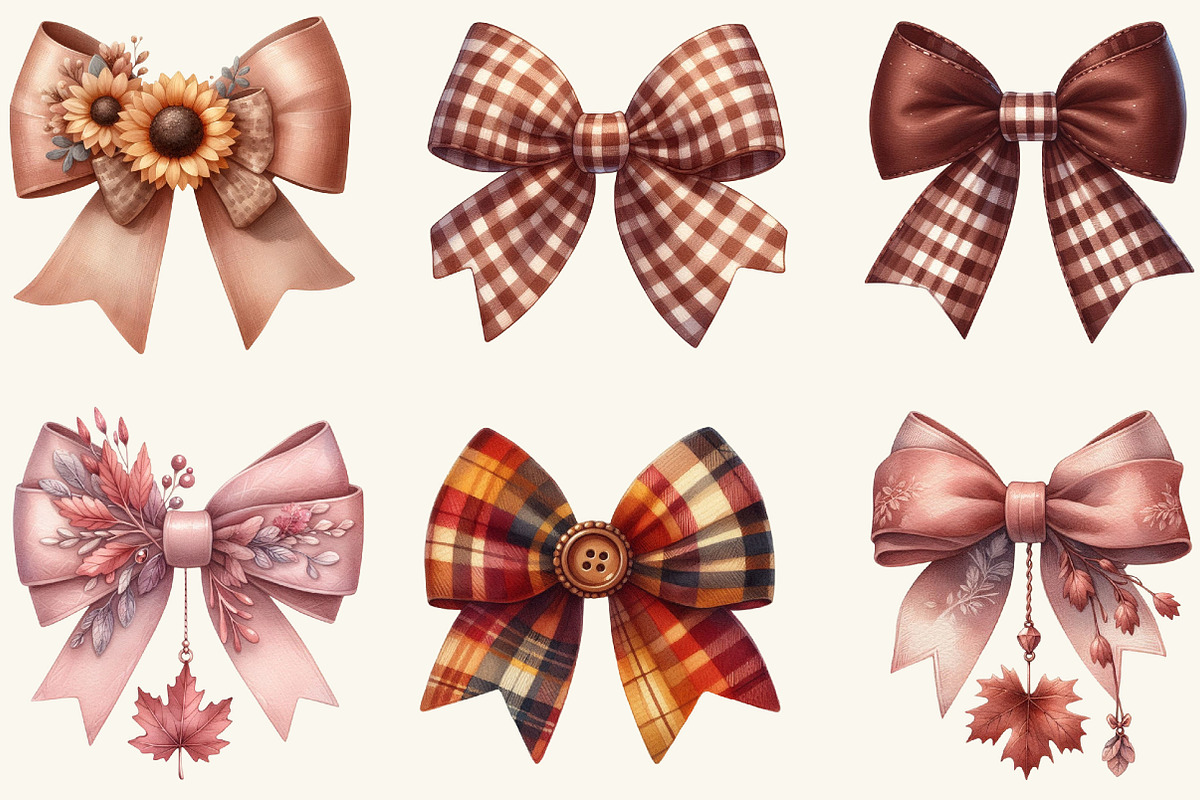 Autumn Coquette Bows Clipart, a Work Illustration by cherrydesign (Photo 2 of 3)