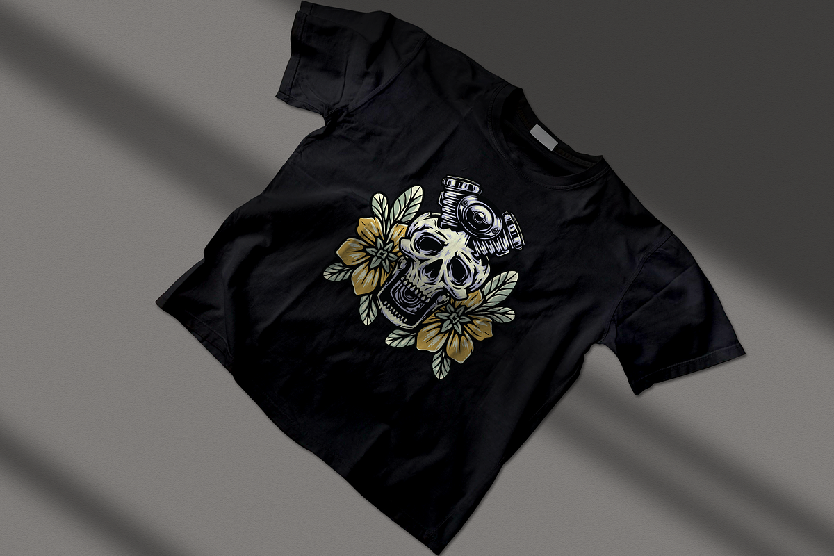 Skull with Pistons and Flowers, an Object Illustration by nomlimo.com (Photo 3 of 3)