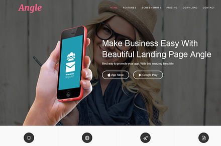 Angle - Responsive App Landing Page, a HTML Template by helenshop