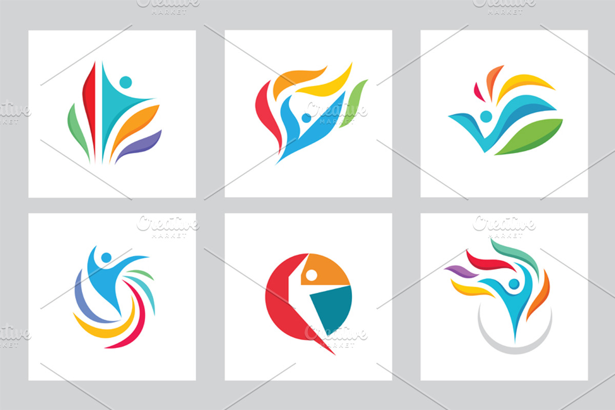 Positive Human Logo Vector Set, a Branding & Logo Template by serkorkin