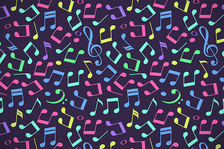 Colorful music notes pattern