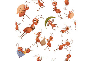 Ants. seamless pattern with ants in, an Animal Illustration by Onyx