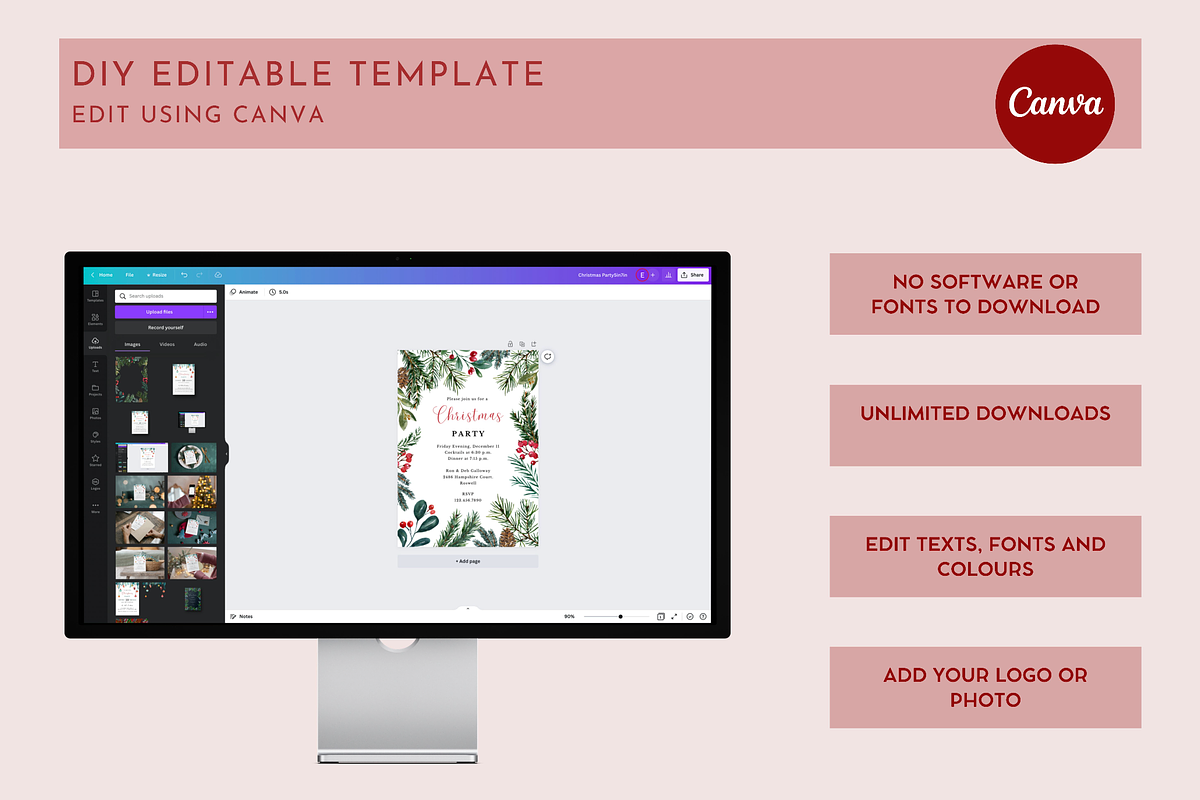 Editable Christmas Party Invitation, an Invitation Template by ForeverPrint (Photo 9 of 9)