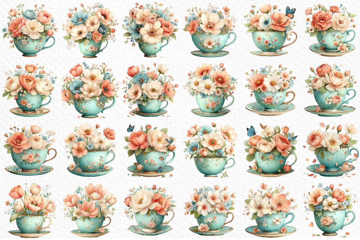 Mother’s Day Floral Teacup Clipart, an Illustration by Craft Nest (Photo 6 of 12)