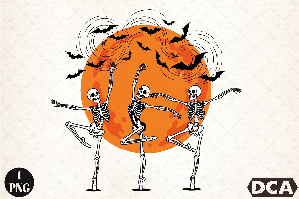 Halloween Skeleton Dance Sublimation, an Illustration by DreamCafeArt (Photo 1 of 7)