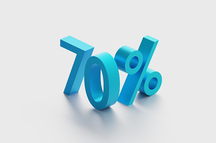 70 percent isometric text over white