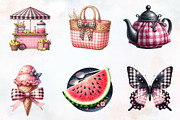 Black and Pink Gingham Summer Clipar, a Seasonal Illustration by RobertsArt (Thumbnail 3 of 7)