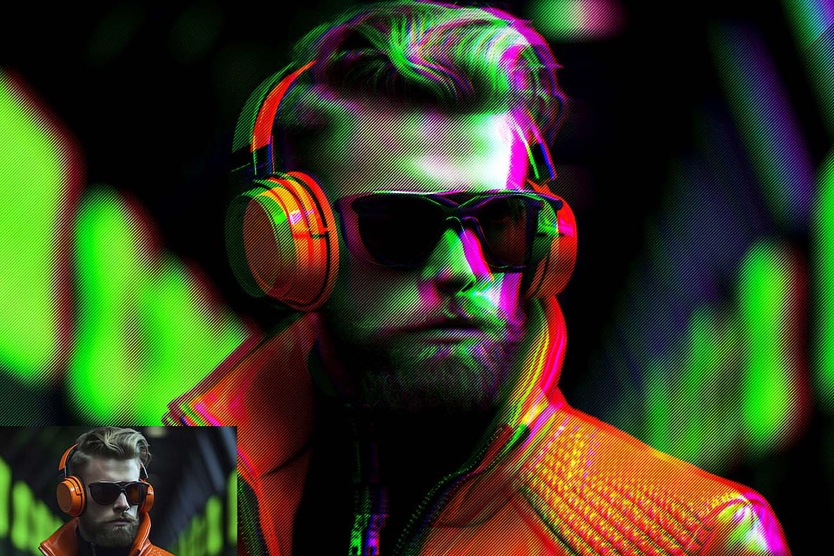 Cyberpunk RGB Analog Photoshop, a Brushes & More by Studio Retouch (Photo 13 of 16)