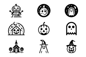 Minimalist Black Halloween Icons, an Icon by Vectorium Studio