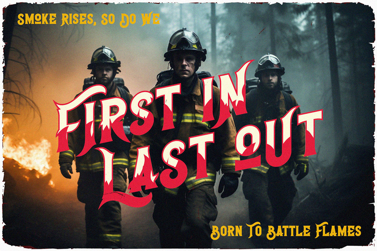 Fireman Layered Display Font, a Blackletter Font by JumboDesign (Photo 4 of 6)