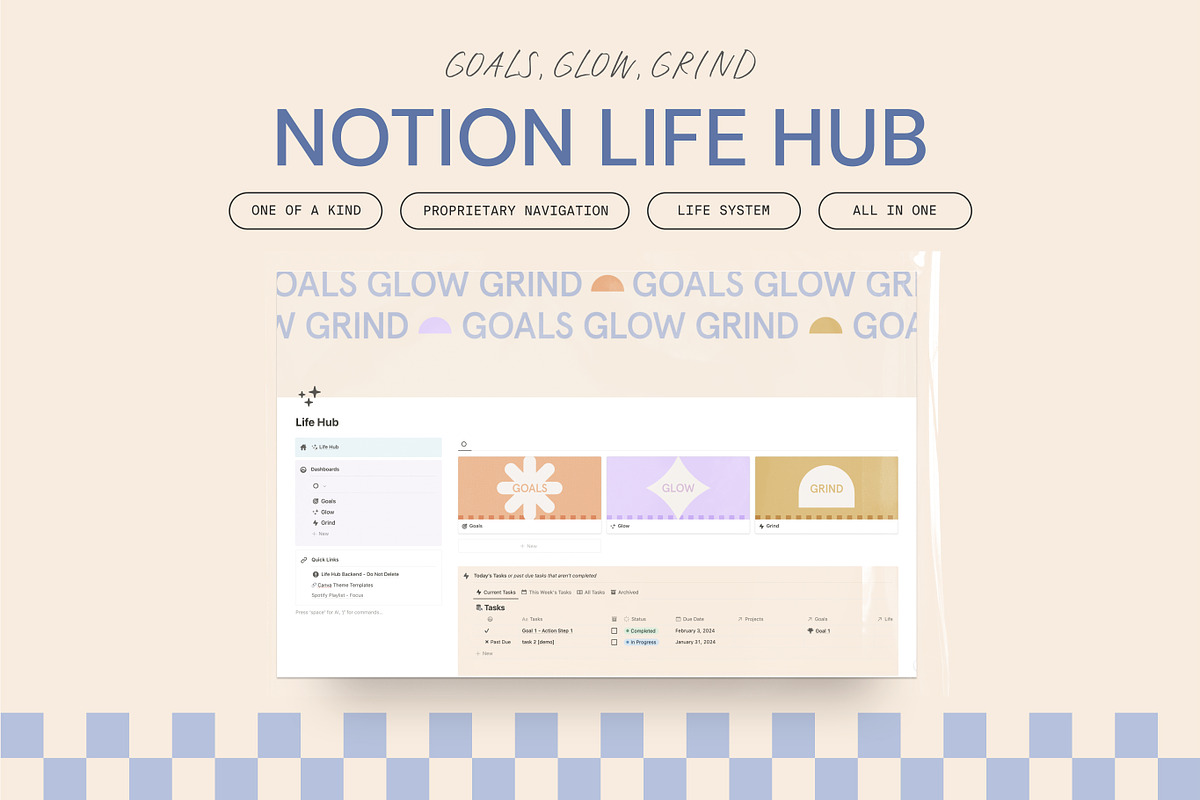 Notion Life Hub Template - Bright, a Templates & Theme by 89 Golden Blvd (Photo 1 of 8)