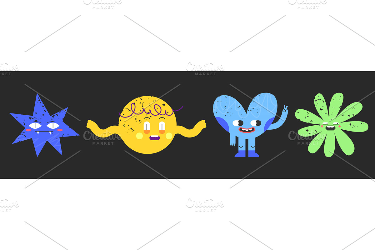 Scary geometric mascots set isolated, an Illustration by art PVP - market