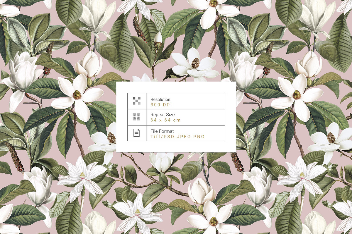 Mongnyeon, Luxury Magnolia Print!, a Pattern Graphic by Pink Linen (Photo 3 of 10)