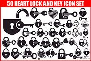 Heart Lock and Key Silhouette Icons, an Illustration by Designer_Momina (Thumbnail 1 of 51)