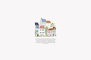 parisian spring houses watercolor, a Decorative Illustration by Patishop Art (Thumbnail 5 of 10)