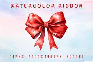 Watercolor ribbon and bow