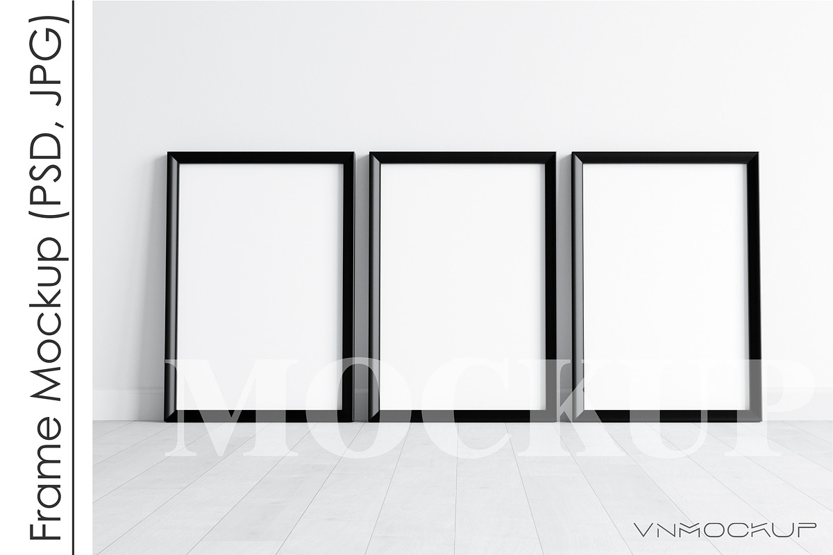 Black Frames Mockup PSD JPG, a Print Template by VNmockup (Photo 1 of 4)