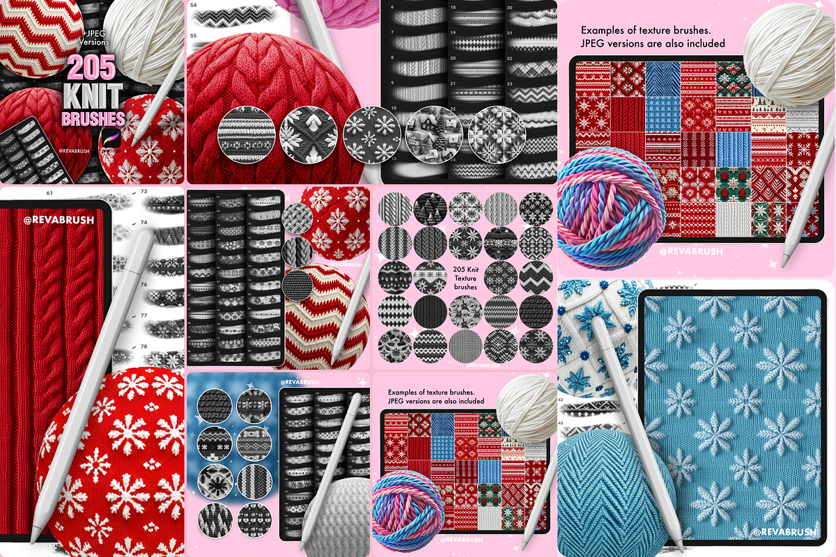 Procreate Crochet Knit Rope brushes, a Brush Add-On by Revabrush (Photo 5 of 5)