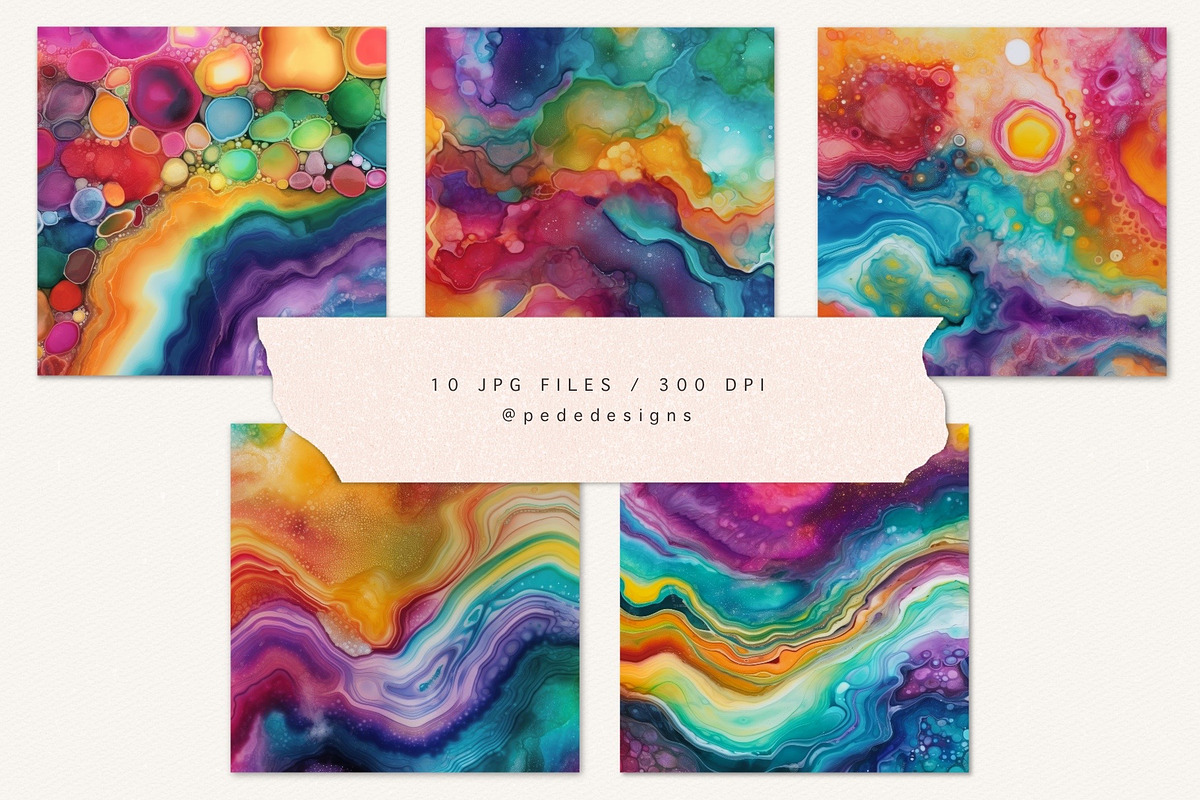 Rainbow Marble Textures, a Texture Graphic by PeDe Designs
