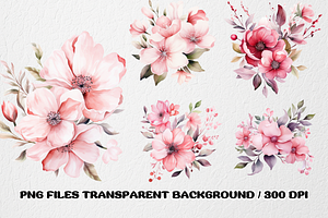 Pink Flowers Sublimation Clipart