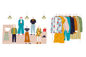 Storefront of casual youth clothing, a Person Illustration by undrey