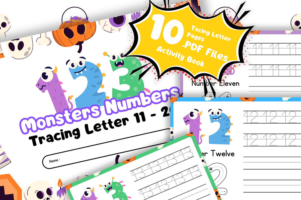 Ebook - Monsters Tracing Numbers, a Stationery Template by Glücklich Studio (Photo 1 of 4)