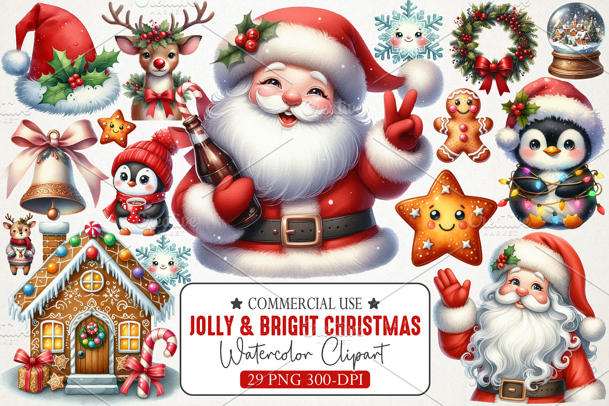 Jolly & Bright Christmas Cuties Pngs, an Illustration by RobertsArt (Photo 1 of 7)