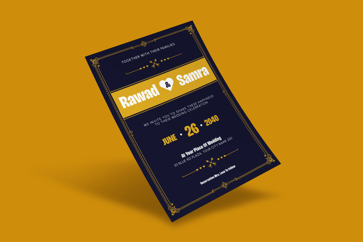 Elegant Art Deco Wedding Invitation, a Flyer Template by dokudokunomi (Photo 3 of 4)