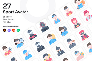 Sport Avatar Icons Set - Flat, an Icon by Kmg Design