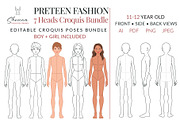Preteen Fashion Croquis Bundle, a Person Illustration by Shorena Fashion Draws (Thumbnail 1 of 13)