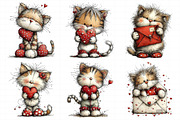 Whimsical Valentine Cat Clipart Bund, an Illustration by Daily.Designs (Thumbnail 3 of 8)