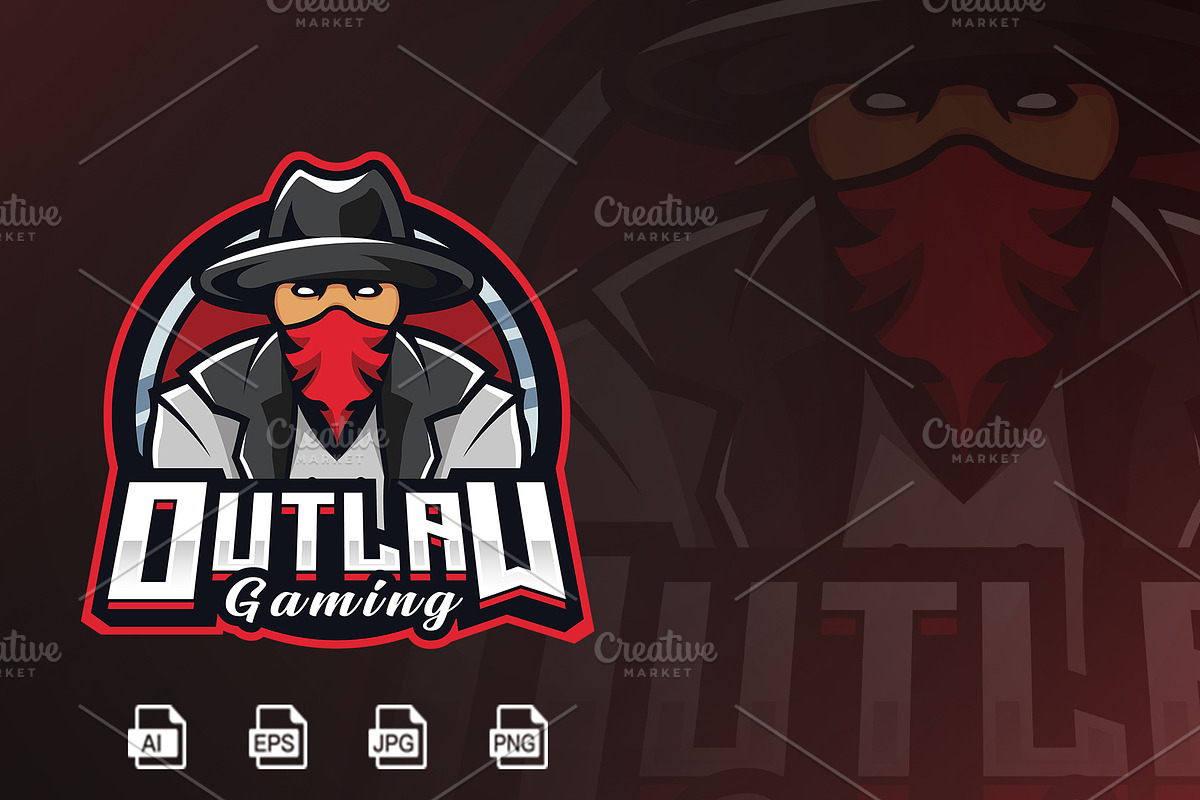 Outlaw Mascot Logo Template, a Branding & Logo Template by HasnainGFX (Photo 1 of 3)