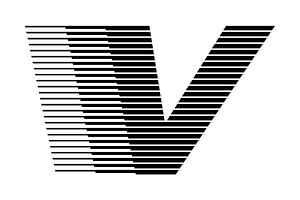 Letter V speed motion lines logo
