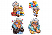 Whimsical Old Lady Birthday Clipart, an Illustration by Daily.Designs (Thumbnail 5 of 7)
