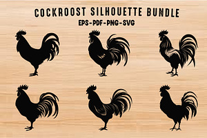 Rooster Black Silhouette Vector Set, an Animal Illustration by Gfx Expert Team
