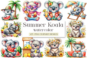 Summer Koala Sublimation Clipart, a Seasonal Illustration by DreamArtGraphic