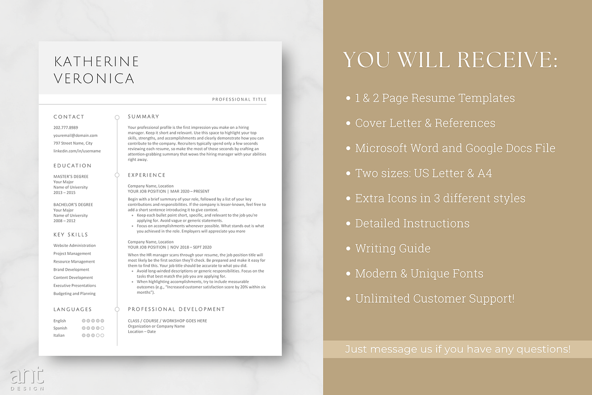 Modern Resume Template - Katherine, a Resume Template by AntDesignStudio (Photo 5 of 9)