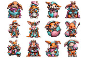 Whimsical Easter Bunny Clipart, a Graphic by CitraGraphics (Thumbnail 2 of 4)