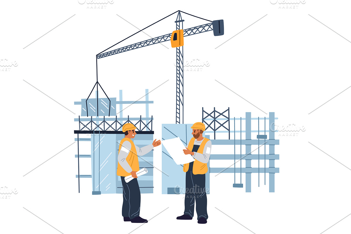 Architect at construction site, an Illustration by Vectorbuum