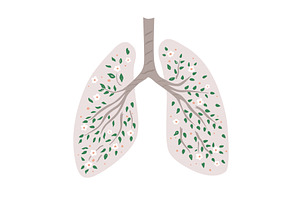 Healthy human lungs with flowers and, an Object Illustration by Toltemara