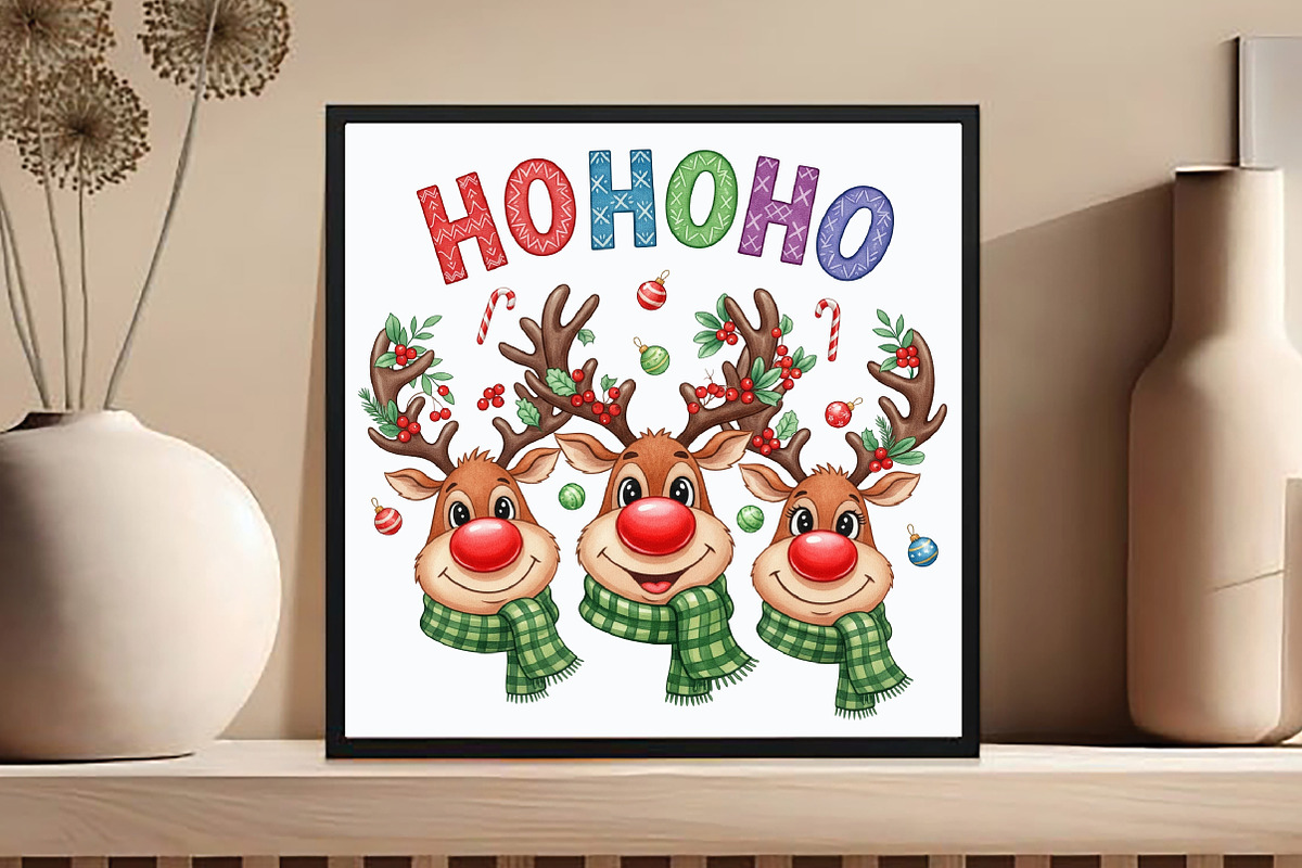 Ho Ho Ho Deer Reindeer Christmas Pn, an Illustration by DreamCafeArt (Photo 6 of 7)