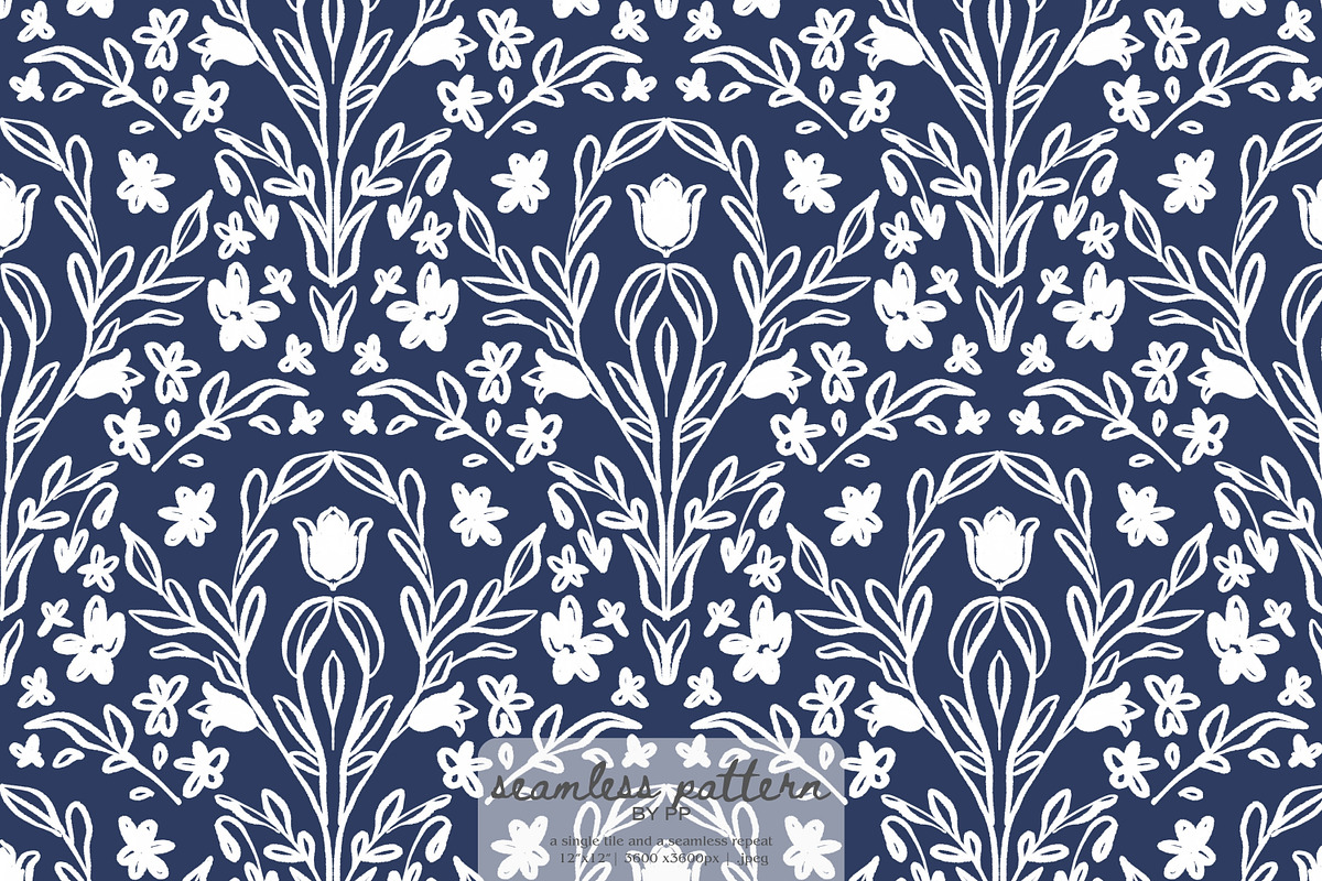 hand drawn folk floral pattern, a Pattern Graphic by Pink Studio Art (Photo 1 of 4)
