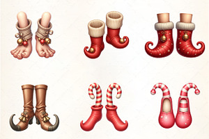 Christmas Elf Shoes Clipart, an Illustration by CrexoraLab