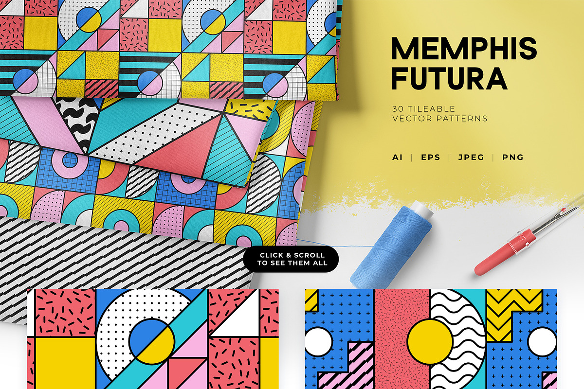 Memphis Futura patterns, a Pattern Graphic by Designnina Shop (Photo 8 of 9)