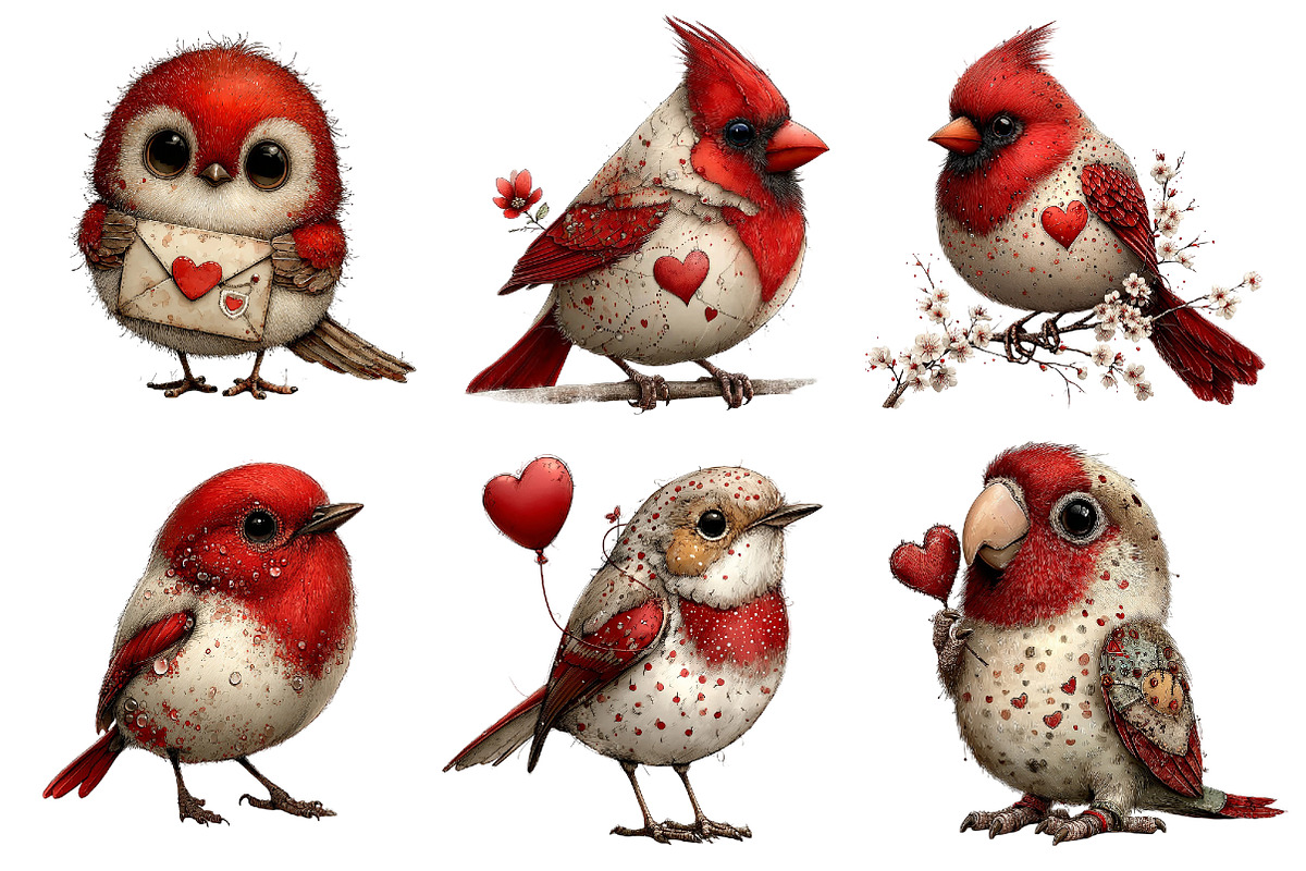 Whimsical Valentine Birds Clipart, an Illustration by Dream Creation (Photo 4 of 8)