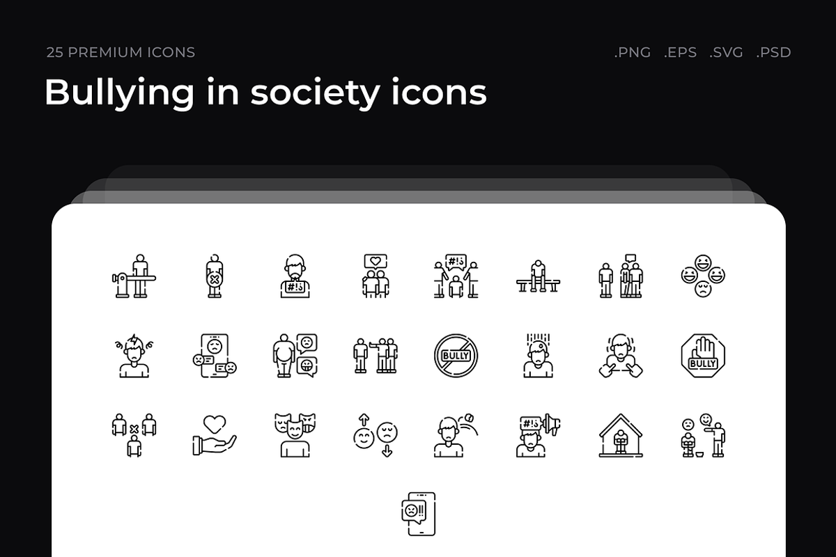 Bullying in society icons, an Outline Icon by Wencory (Photo 2 of 2)