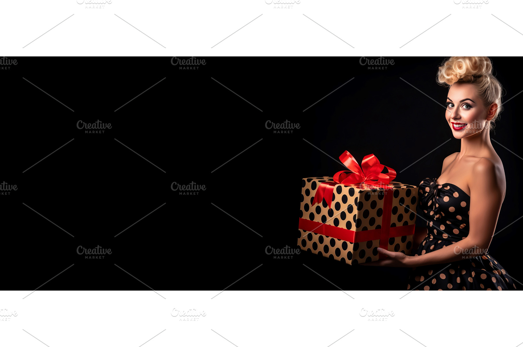 Nice looking smiling woman with gift, a Beauty & Fashion Photo by Ylivdesign